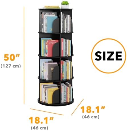 SpaceAid 4 Tier Rotating Bookshelf Tower, Spinning Bookcase Lazy Susan - Image 2