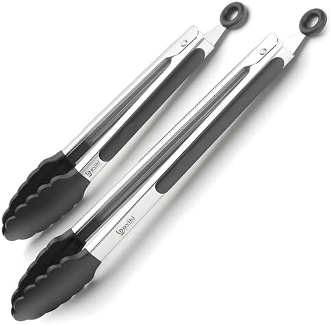Kitchen Tongs for Cooking with Silicone Tips by Boxiki Kitchen, BPA Free by Boxikikitchen