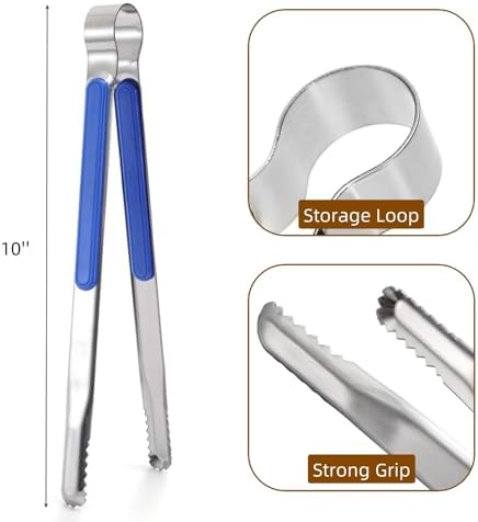10 Pack Stainless Steel Kitchen Tong, Heat-Resistant Handle - Image 2