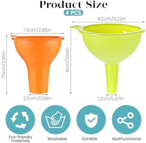 4 Pack Kitchen Silicone Funnel, 4 Colors Kitchen Funnel Set Wide Mouth Funnels - Image 2