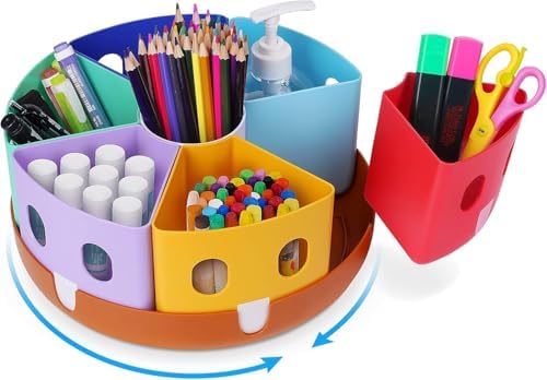 GAMENOTE Rotating Art Supply Organizer, Lazy Susan Caddy by Gamenote