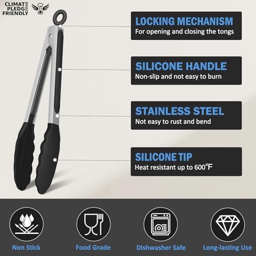 Kitchen Tongs with Silicone Tips, Tongs - Image 4
