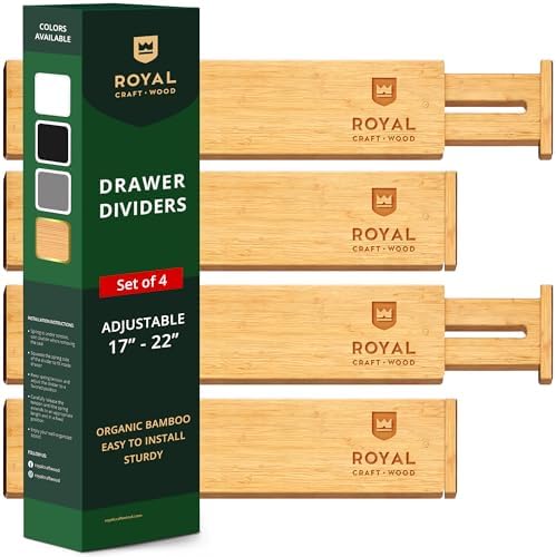 Bamboo Drawer Dividers Organizers, Adjustable Drawer Separator Splitters by ROYALCRAFTWOOD