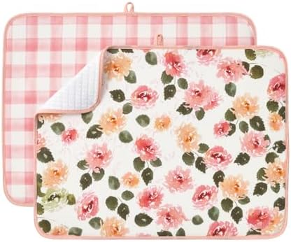FRESHMINT Dish Drying Mats 2 Pack, Cottage Floral by FRESHMINT
