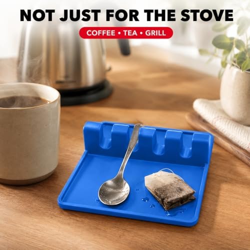 2 Pack Blue Silicone Spoon Rest - Image 6