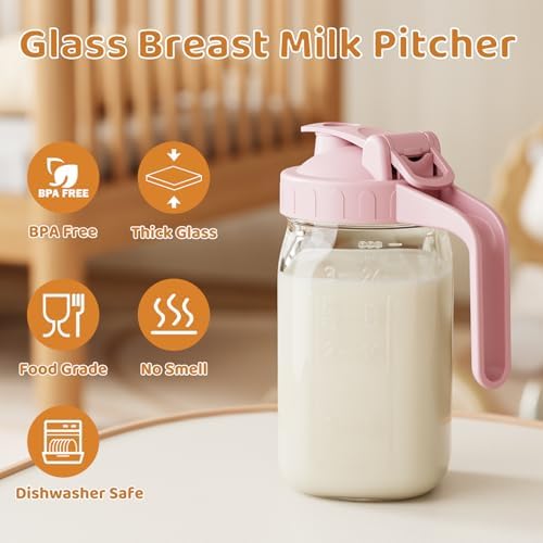 32 oz Breast Milk Pitcher, Glass Mason Jar Pitcher - Image 5
