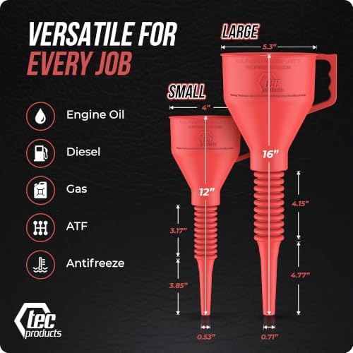 TEC Products FlexAll Long Flexible Oil Change Funnel, 16x5 Inches - Image 3