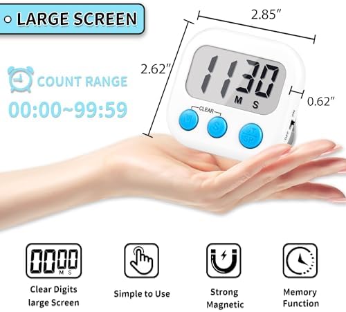 Timer for Kids Digital Kitchen Timers for Cooking- 2 Pack White Pink - Image 5