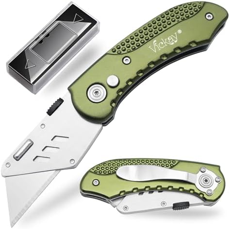 Vickay Folding Utility Knife, Heavy Duty Box Cutter, Razor Knife-OliveGreen by Vickay
