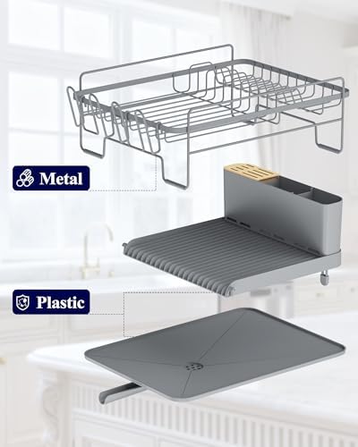 Kitsure Extendable Large Dish Drying Rack, 18.2"-25.7" L x 12.9" W - Image 4
