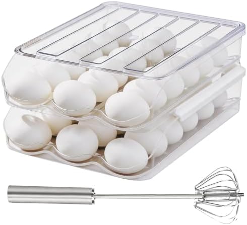 Egg Holder for Fridge, Automatic Rolling Egg Dispenser for Refrigerator by ZKEEWUP