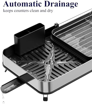 Kitsure Expandable Metal Dish Drying Rack, 16.1-26.6" L x 12.6" W - Image 6