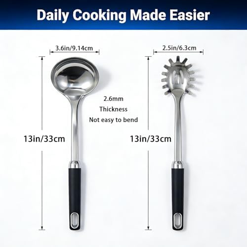 Stainless Steel Soup Ladle and Spaghetti Spoon Set - Image 2