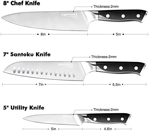 Topfeel 3PCS Chef Knife Set, German High Carbon Steel - Image 5
