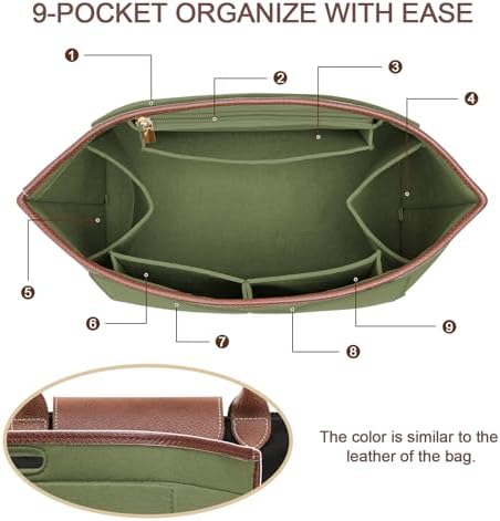 Felt Purse Organizer Insert for Longchamp Le Pliage L Bag Handbag Leather edge - Image 4