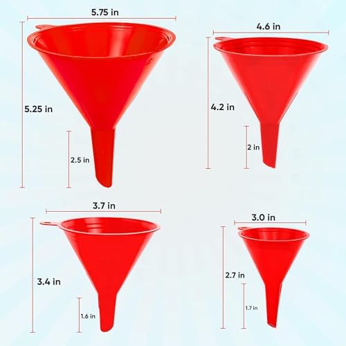 LIQVEE™ Funnel for Kitchen Use – Red Set in 4 Sizes | Durable, Non-Toxic Food - Image 2