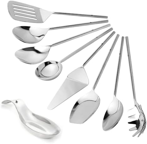 Melvvi Silver Stainless Steel Kitchen Utensils Set – 9-Piece | Non-Toxic by Melvvi