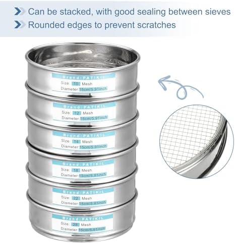 PATIKIL 70 Mesh Lab Sieve, 5.9" Diameter Sifting Screen 304 Stainless Steel - Image 4