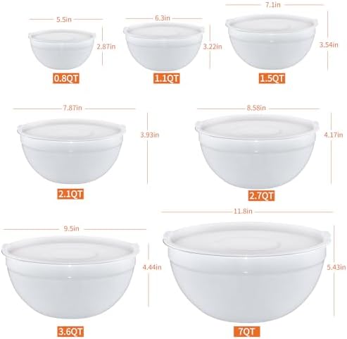 White Mixing Bowls with Airtight Lids, Stainless Steel Nesting Mixing Bowls Set - Image 2