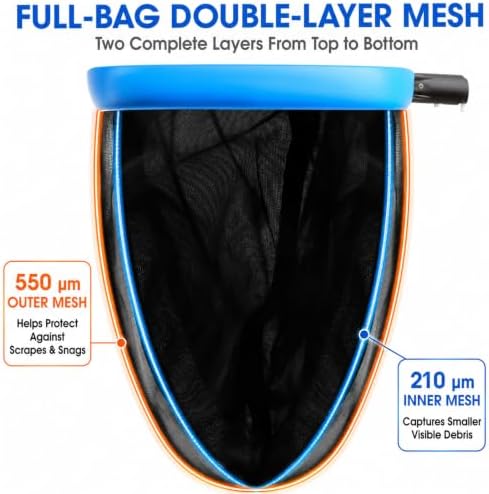 TidyMister Upgraded Full Double Layer Pool Net Rake, 17.5'' - Image 3