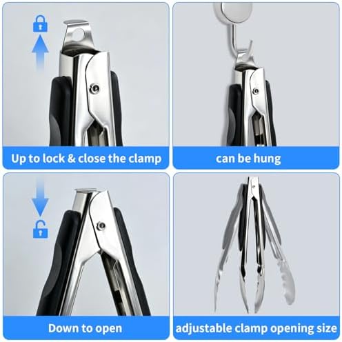 2 Pcs 9/12 Inch Kitchen Tongs for Cooking, BBQ & Salad - Image 4