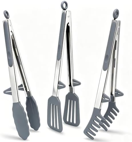 12" Kitchen Tongs for cooking by TOWINGO