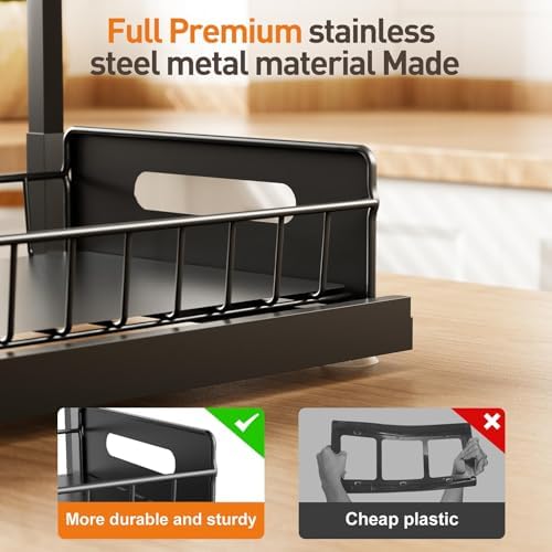 Under Kitchen Sink Organizer, Metal Pull Out Bathroom Organizers and Storage - Image 4