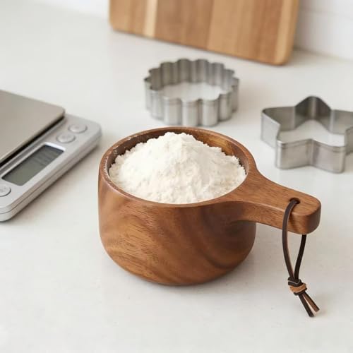 8 Piece Wooden Measuring Cups and Spoons Set, Handcrafted Kitchen Tool - Image 6