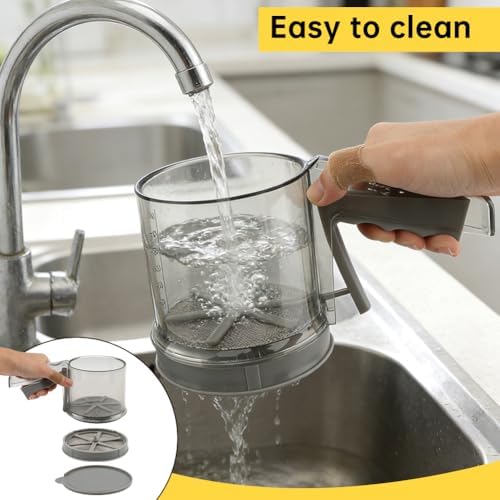 Flour Sifter for Baking with Seasoning Jar, 3 Cup, Hand Press Baking Sieve - Image 6