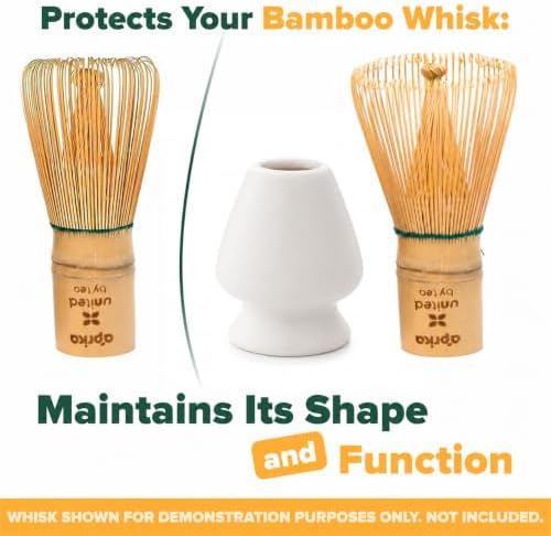 Aprika Life Matcha Whisk White Holder, Ceramic Chasen Stand - Image 3