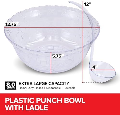 Stock Your Home Premium Plastic Punch Bowl - Image 2