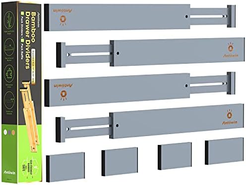 ANTOWIN Expandable Bamboo Drawer Dividers, Fits 17.6-21.6" Drawers by ANTOWIN