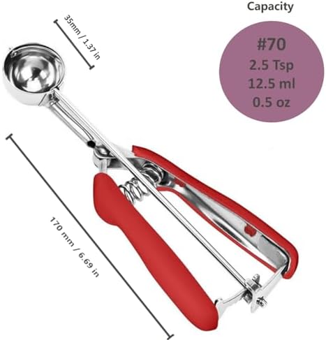 #70 Small Cookie Scoop, 2.5tsp/12.5ml/0.5oz Cookie Scoops - Image 5