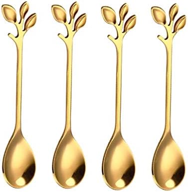 10 Pack Stainless Steel Leaf Coffee Spoon Tableware Dessert Spoons, Ice Cream by SZLFSX