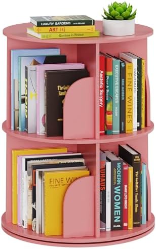 SpaceAid 2 Tier Rotating Bookshelf Tower, Spinning Bookcase Lazy Susan by SpaceAid