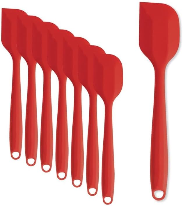KAKAMINA Red Silicone Spatulas, 8 Pack 8.3 Inch, Sturdy Steel Core - Image 2