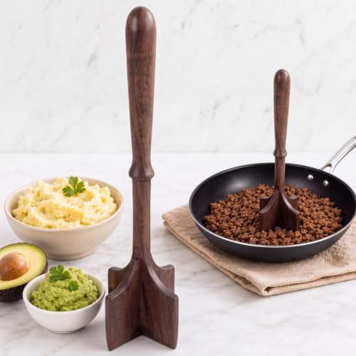 Walnut Wood Meat Chopper for Ground Beef 11 Inch Meat Masher - Image 7
