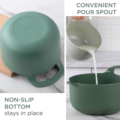COOK WITH COLOR Nesting Plastic Mixing Bowl Set with Pour Spouts and Handles - Image 2