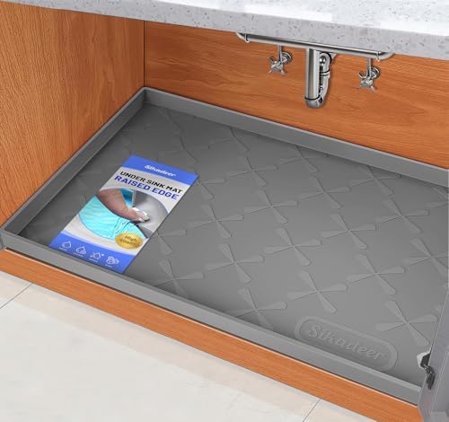 SIKADEER Waterproof Under Sink Mat 31" x 19" Silicone Mat Cabinet Protector by SIKADEER