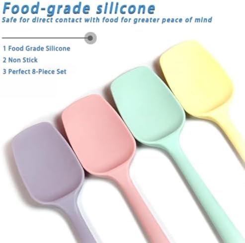 8 PCS, 8.2Inch Silicone Spatulas Rubber Spatula Small Spatula Baking Mini - Image 3