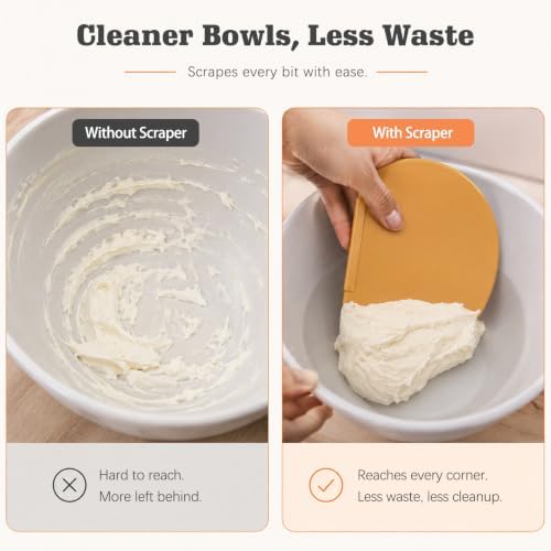 3PCS Orange Silicone Bowl Scraper Set, Flexible Curved Dough Scraper - Image 3