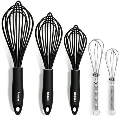 Anaeat Kitchen Whisk Set of 5, Egg Beater Milk ​Blender by Anaeat
