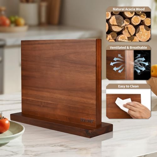 Magnetic Knife Block, Acacia Wood Kitchen Knife Holder - Image 5