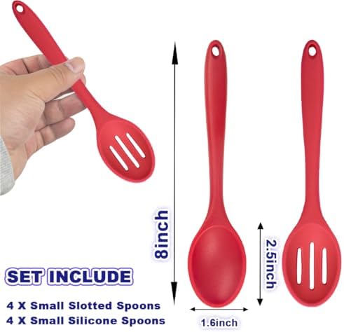 8 Pcs Heat Resistant Non Stick Silicone Serving Spoons Set -Ideal - Image 2