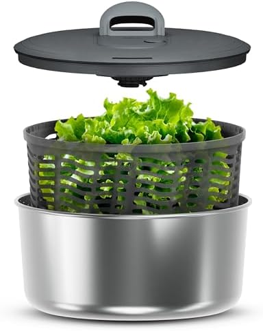 Zyliss Easy Spin Salad Spinner, 4–6 Servings, Stainless Steel by Zyliss