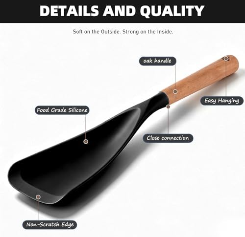 Cooking Spoon for Nonstick Cookwares, Wood Handle Spoon for Stirring - Image 3