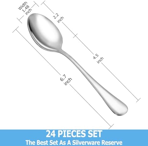 24 Pcs Teaspoons Set, Food Grade Stainless Steel Tea Spoons, Durable Small - Image 2