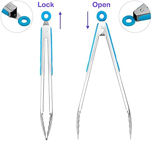 304 Stainless Steel Kitchen Cooking Tongs, 12 & 14 Inch - Image 3