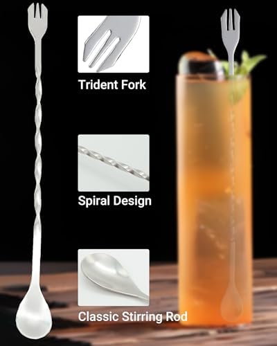 8”Stainless Steel Muddler, 10”Mixing Spoon & Jigger - Image 3