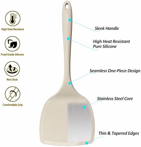 Silicone Pancake Spatula Turner, Lengthened Handle & Seamless Design - Image 3